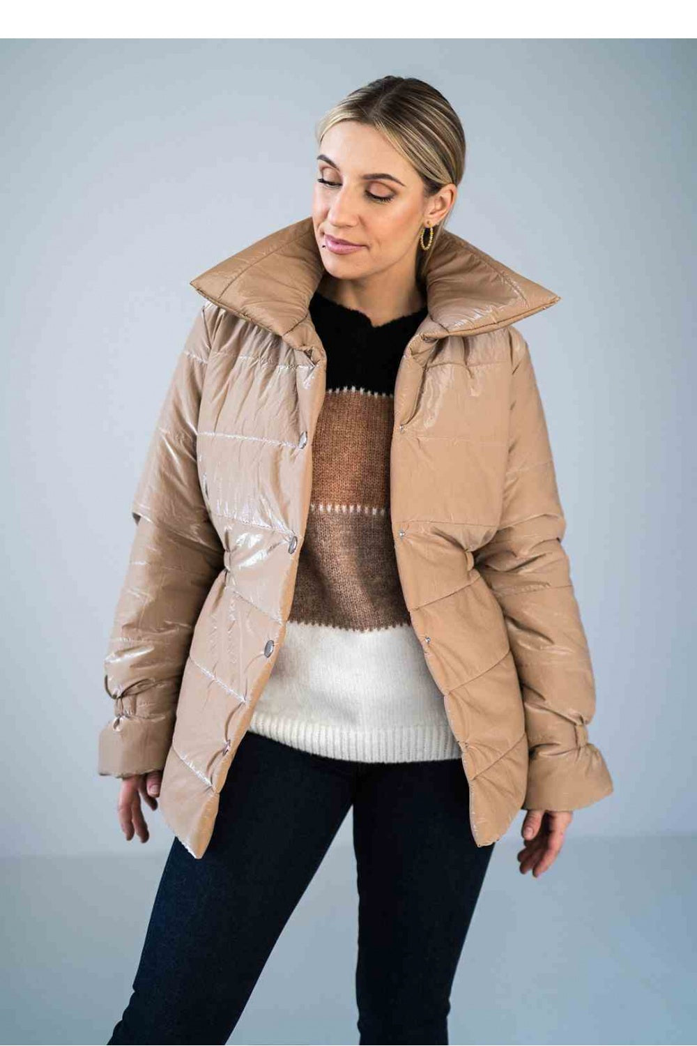 Figl Beige Collared Jacket