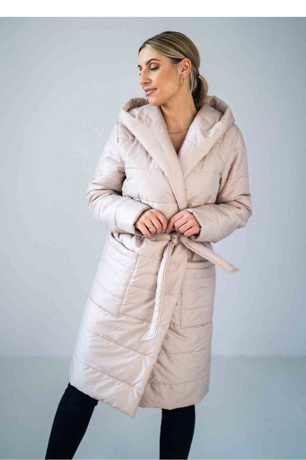 Figl Beige Hooded Coat