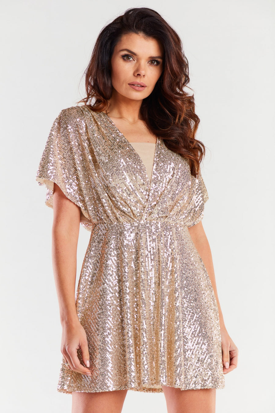 Awama Beige Bodycon Evening Dress