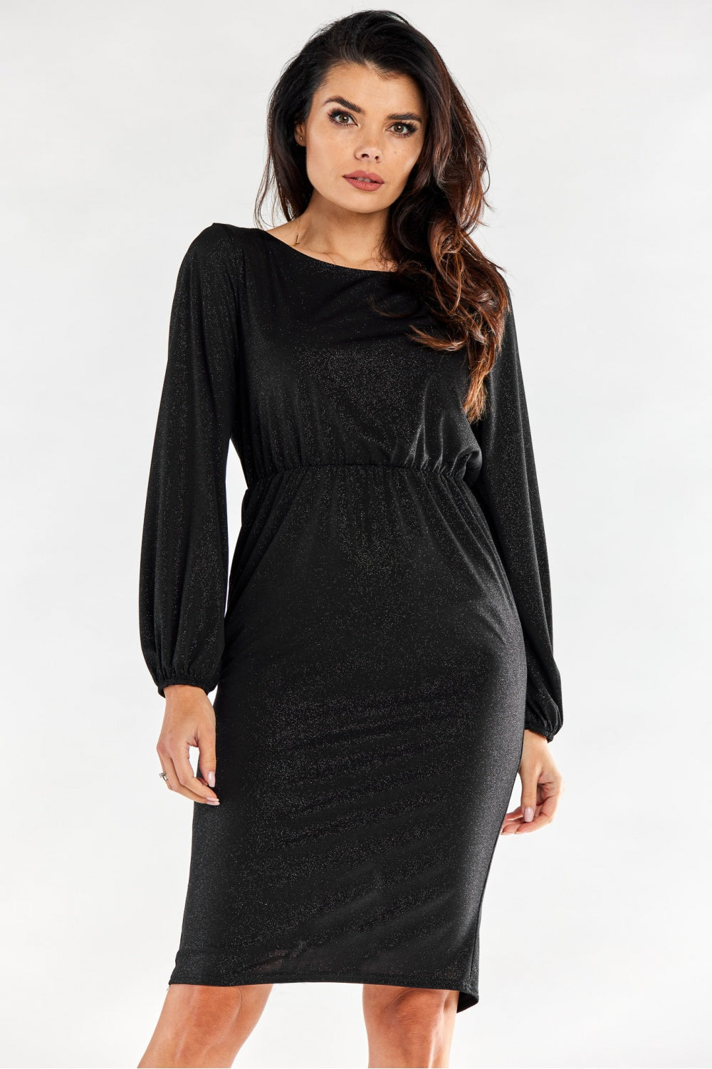 Awama Black Long Sleeve Evening Dress