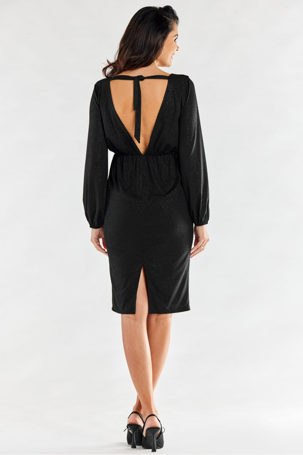 Awama Black Long Sleeve Evening Dress - view 3
