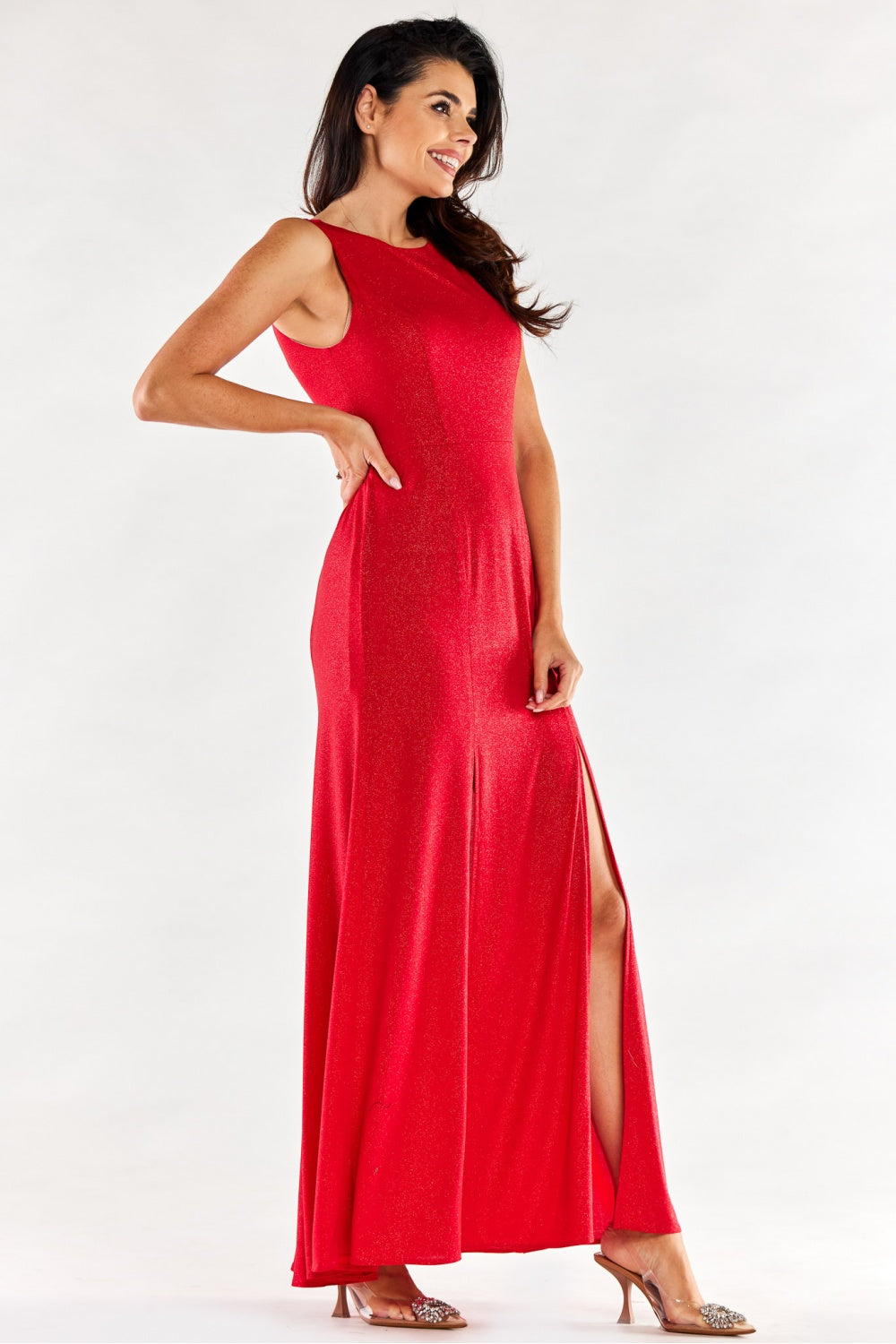 Awama Red Bodycon Maxi Dress - view 2