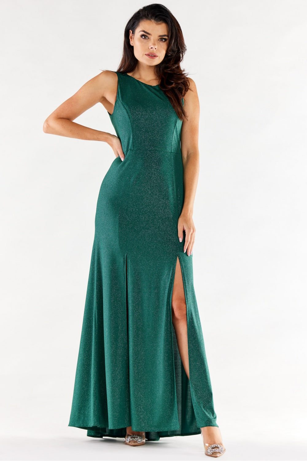Awama Bottle Green Bodycon Maxi Dress
