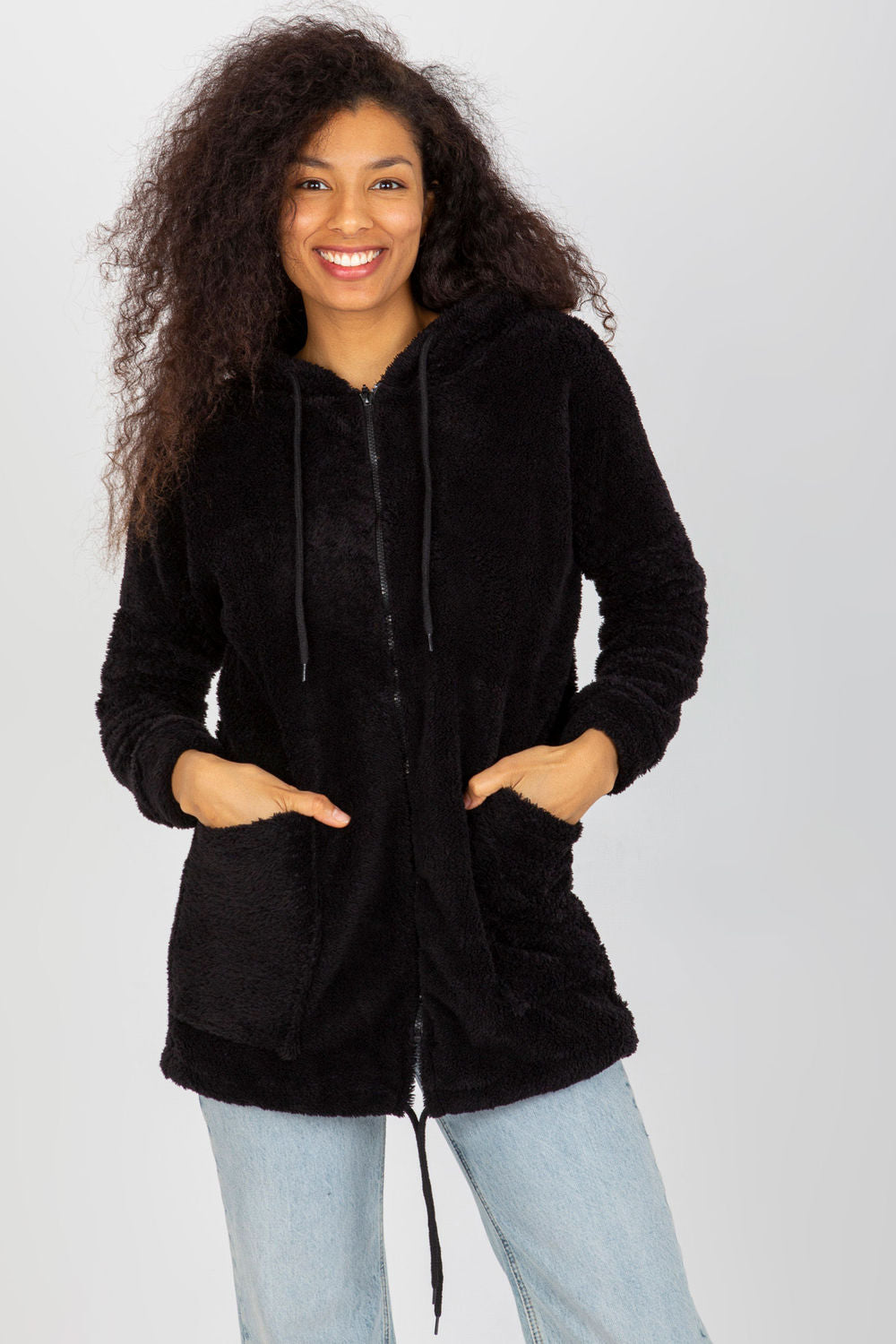 Rue Paris Black Hooded Zip Up Sweatshirt - view 3