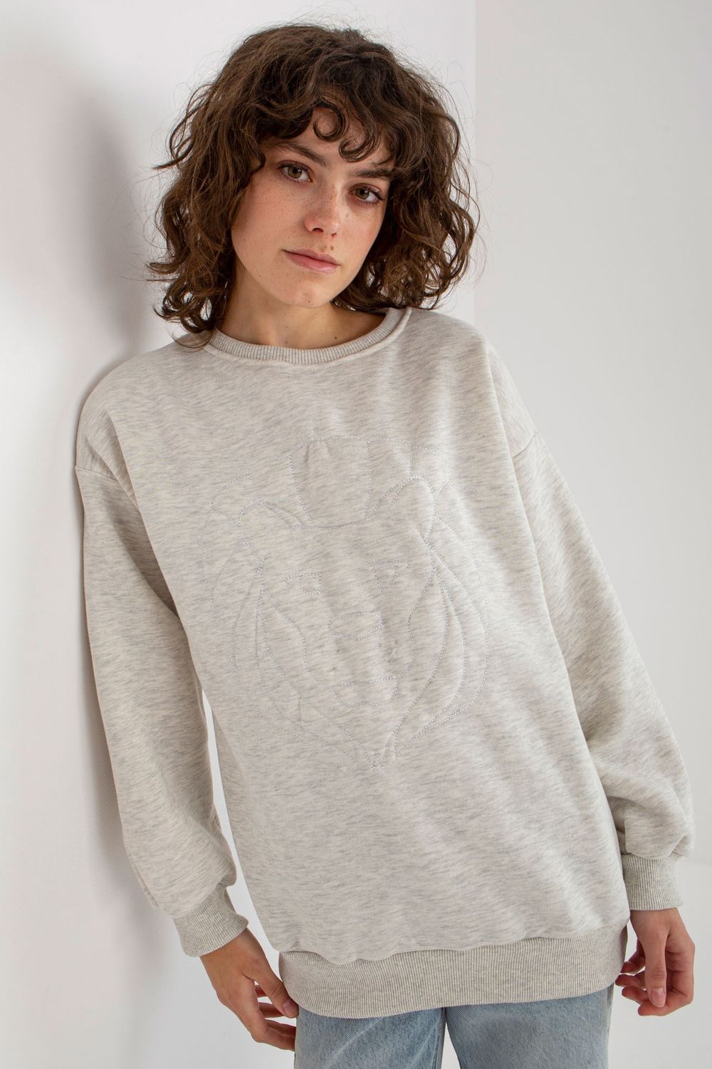 Ex Moda Light Grey Long Sleeve Sweatshirt