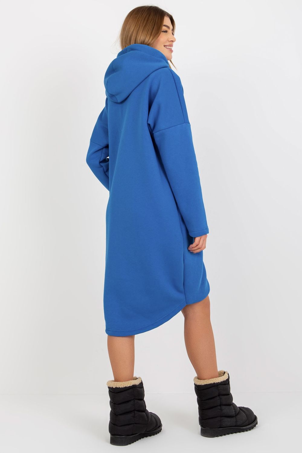 Rue Paris Dark Blue Cotton Hooded Long Sleeve Sweatshirt - view 3