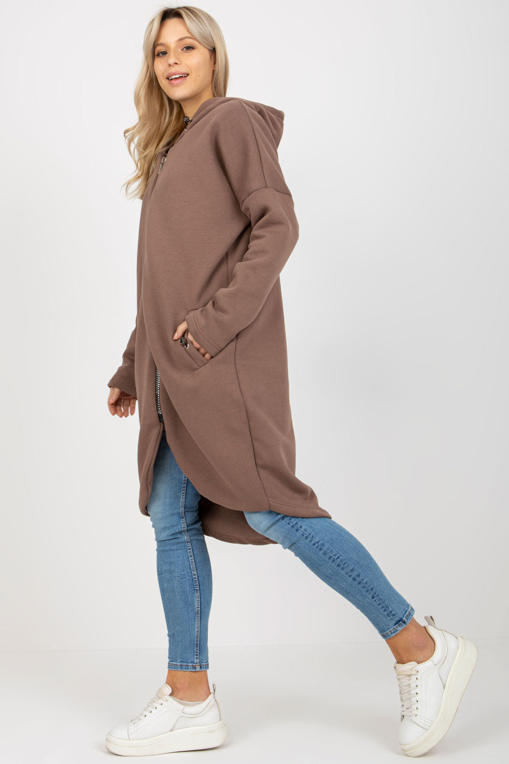 Rue Paris Brown Hooded Long Sleeve Sweatshirt - view 2