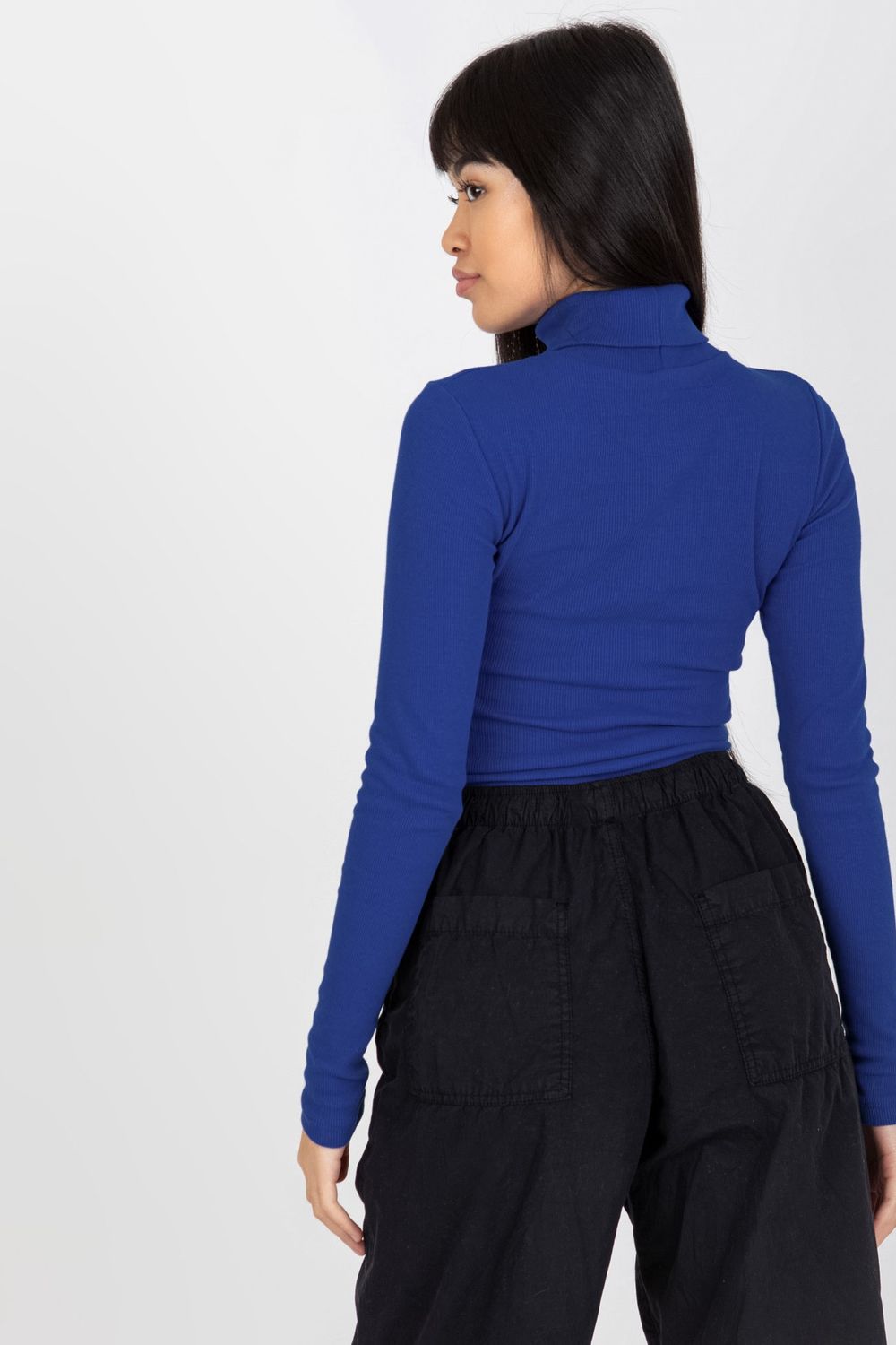 Rue Paris Golf Cobalt Blue Bodycon Long Sleeve Roll Neck Jumper - view 3