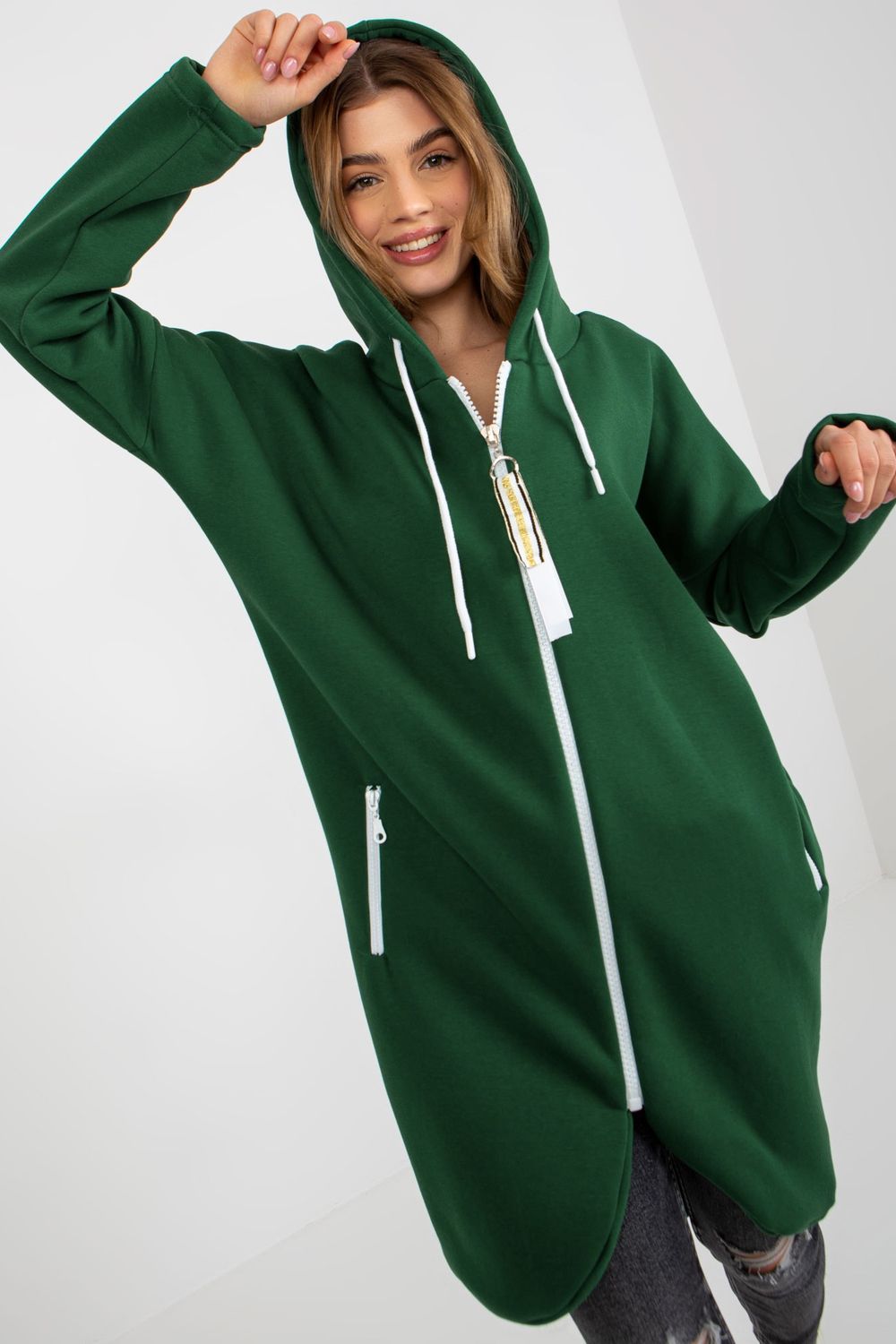 Relevance Dark Green Hooded Long Sleeve Sweatshirt