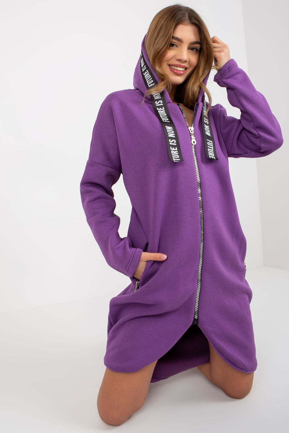 Relevance Dark Violet Hooded Long Sleeve Sweatshirt
