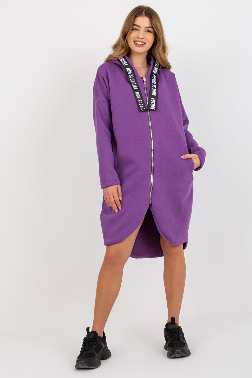 Relevance Dark Violet Hooded Long Sleeve Sweatshirt - view 2
