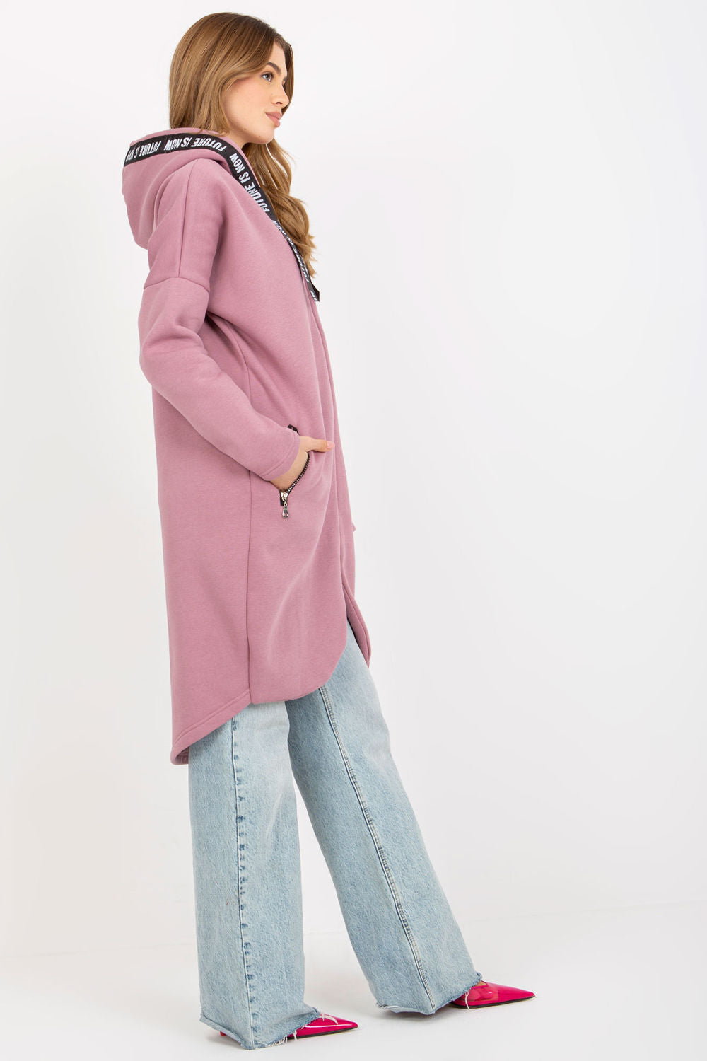 Relevance Dark Pink Hooded Long Sleeve Sweatshirt - view 3