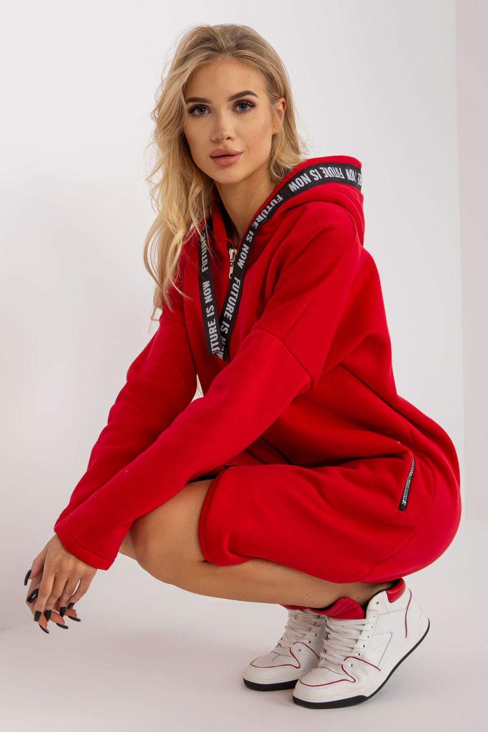 Relevance Red Hooded Long Sleeve Sweatshirt - view 4