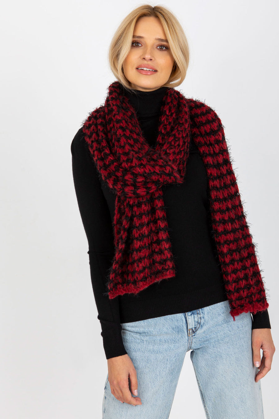 AT Red Knitted Shawl