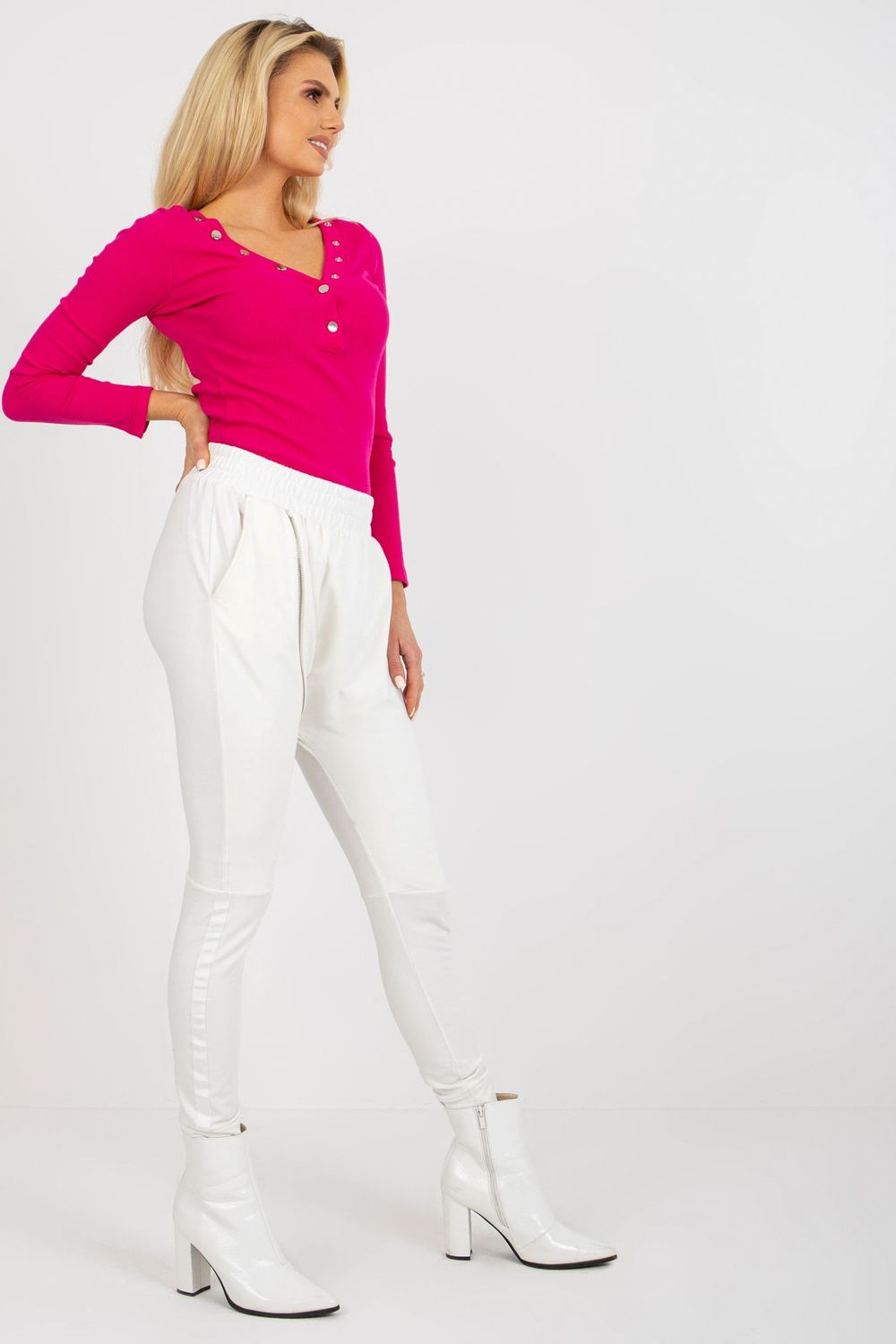 Ex Moda Ecru High Waisted Joggers - view 2