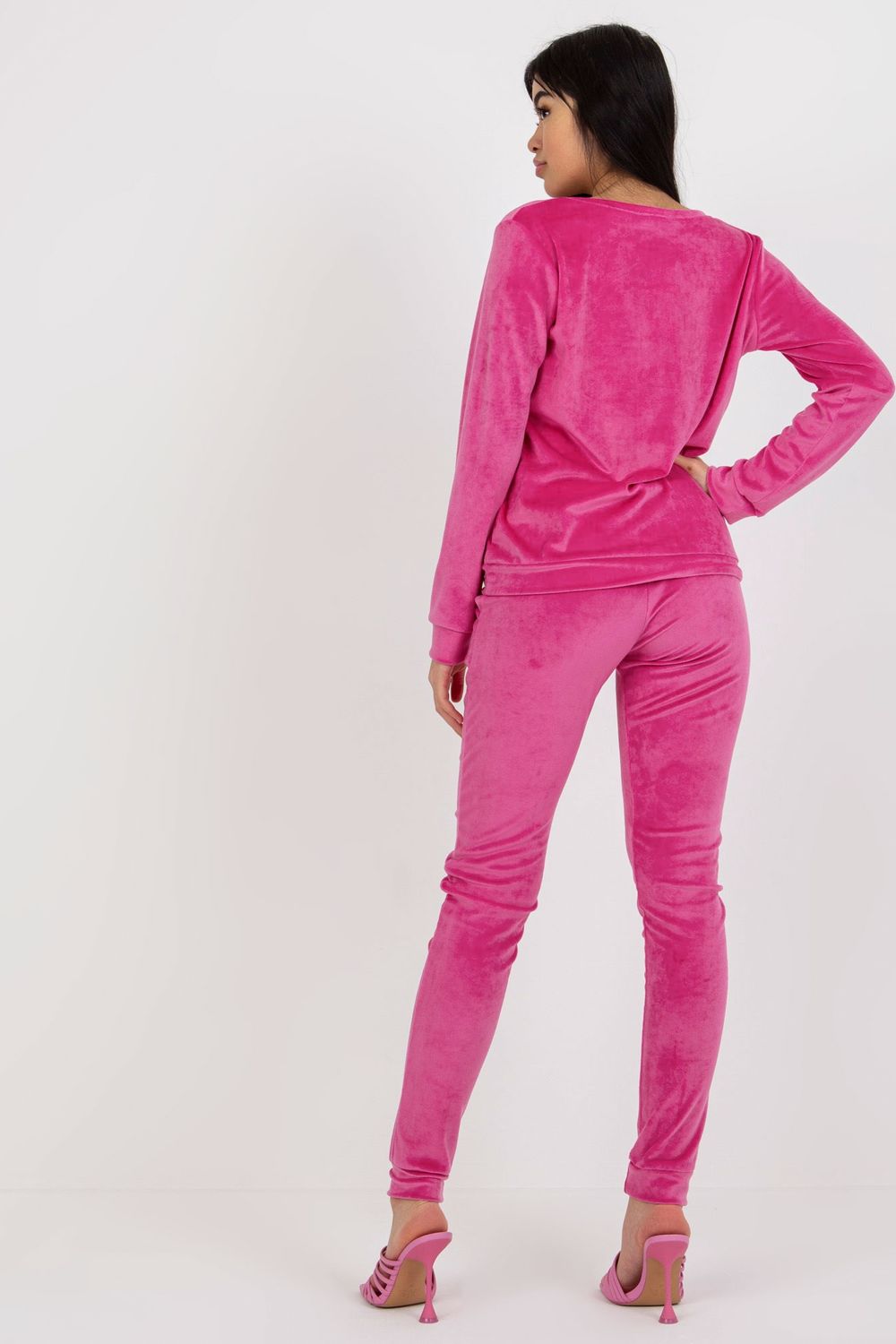Rue Paris Pink Velvet Long Sleeve Co-Ord Set - view 3