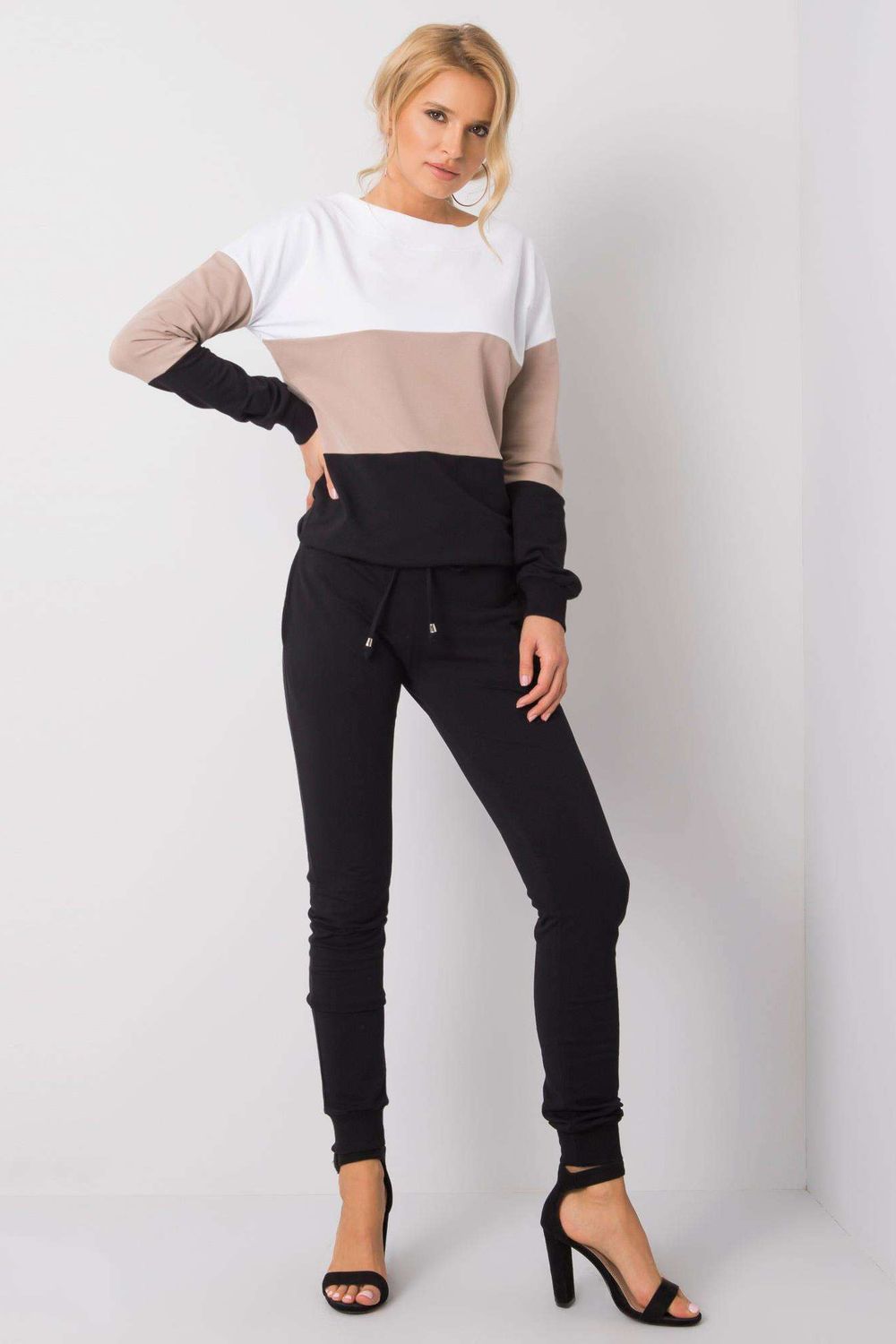 Rue Paris Beige Round Neck Long Sleeve Co-Ord Set