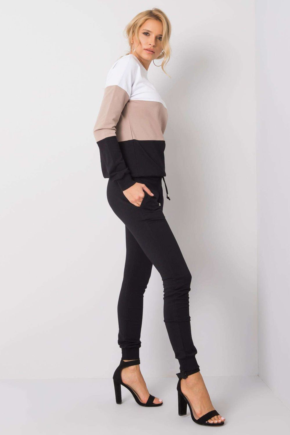 Rue Paris Beige Round Neck Long Sleeve Co-Ord Set - view 2