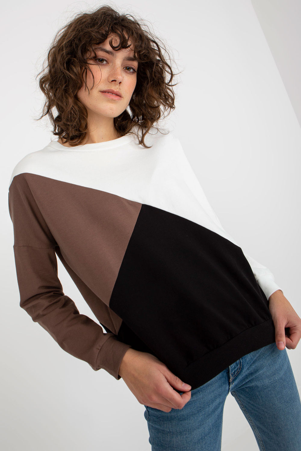 Relevance Black Round Neck Long Sleeve Sweatshirt - view 2