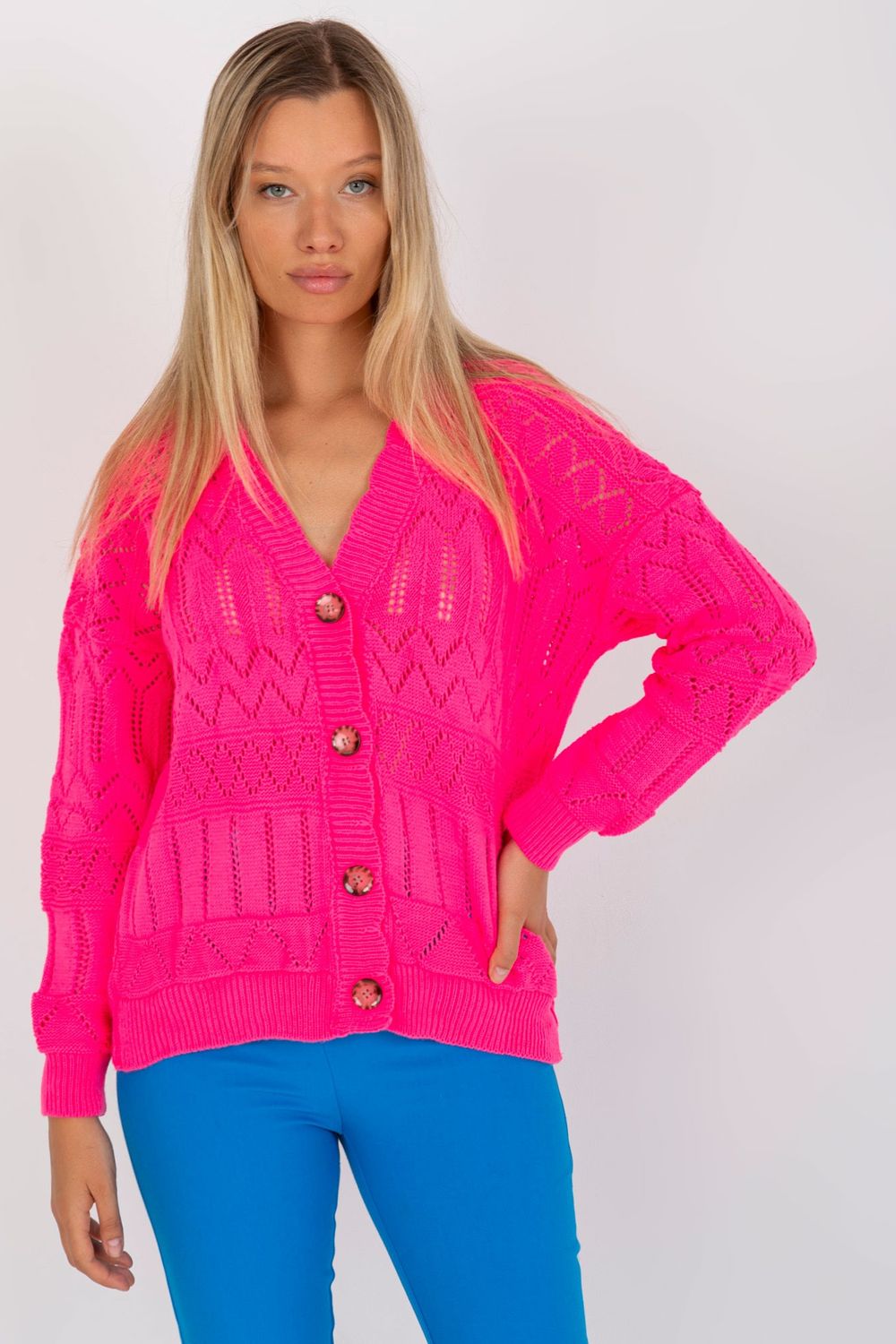 Rue Paris Neon Pink Cardigan