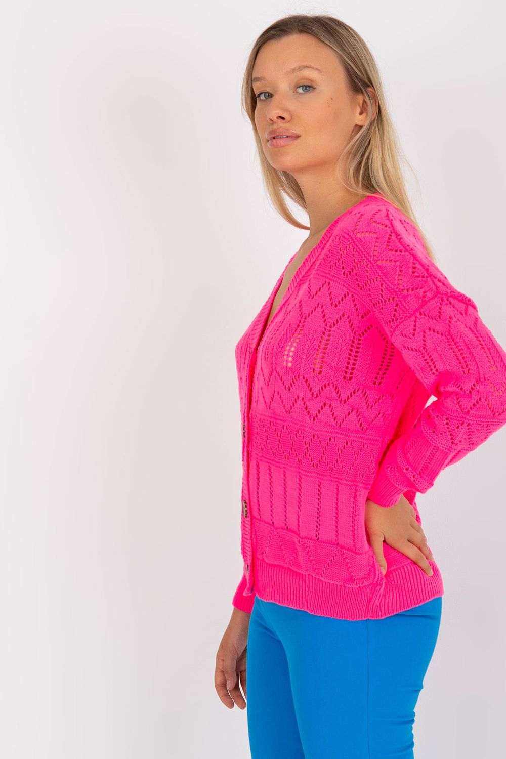 Rue Paris Neon Pink Cardigan - view 2