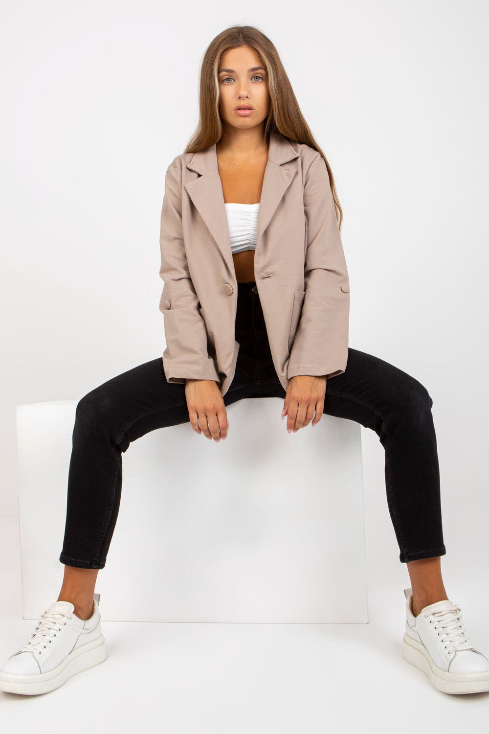 Rue Paris Dark Beige Cotton Jacket - view 2