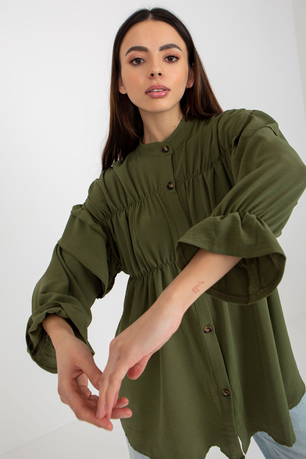 Och Bella Khaki Long Sleeve Top - view 2