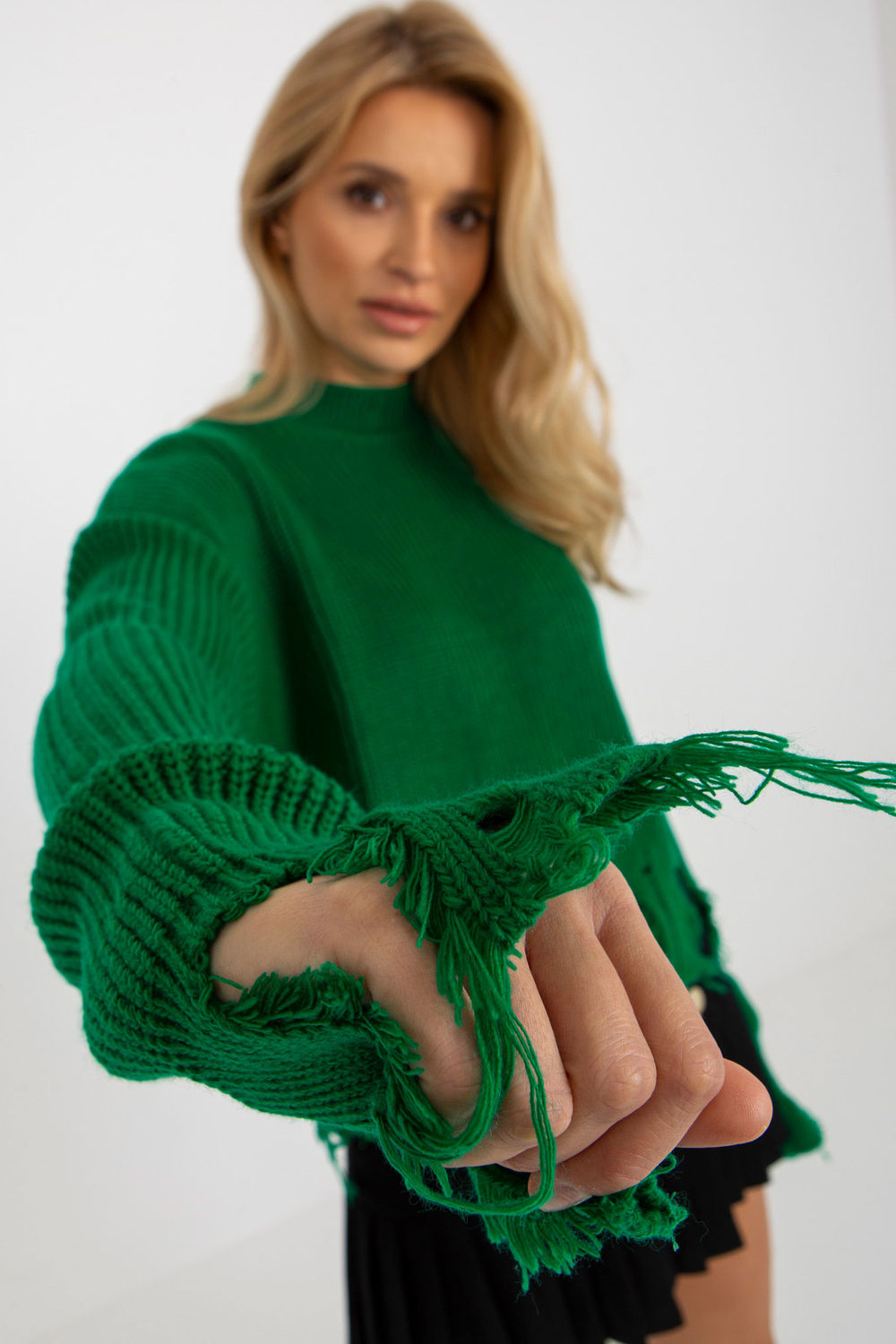 Rue Paris Green Stand Collar Long Sleeve Jumper - view 4