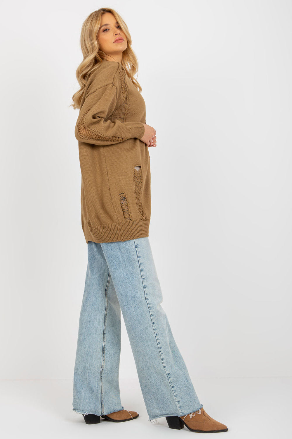 Rue Paris Camel Long Sleeve Cardigan - view 3