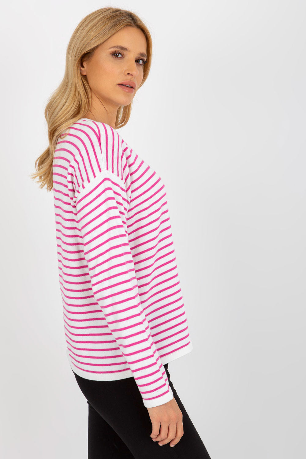 Rue Paris Light Violet Striped Long Sleeve Jumper - view 2
