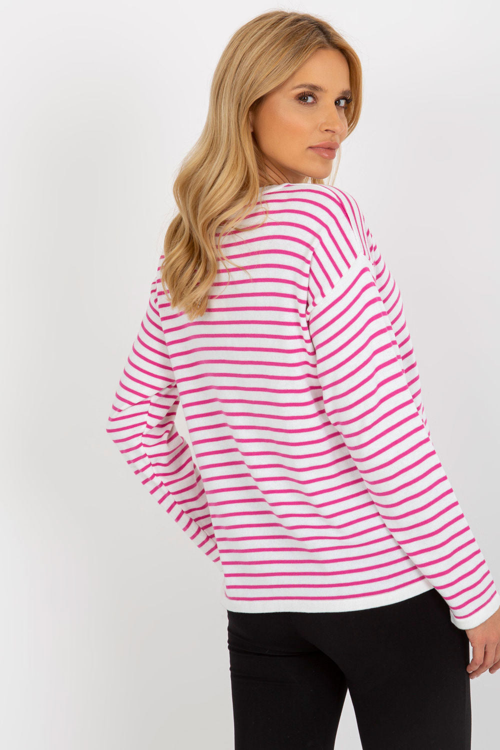 Rue Paris Light Violet Striped Long Sleeve Jumper - view 3