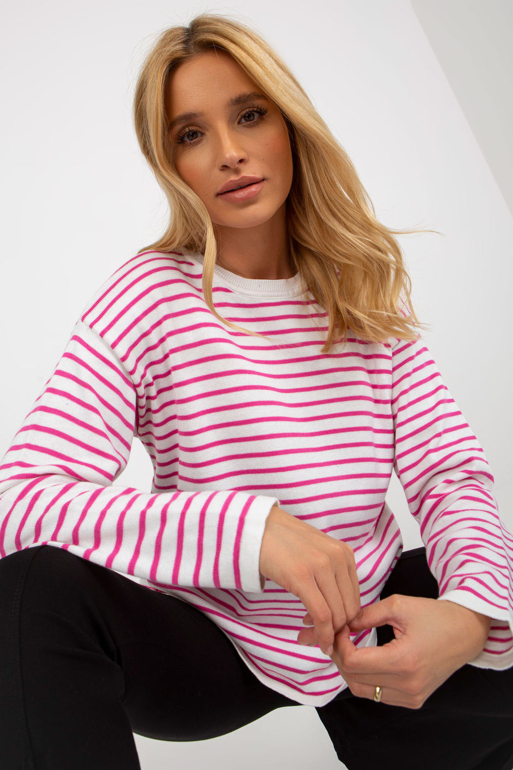 Rue Paris Light Violet Striped Long Sleeve Jumper - view 4