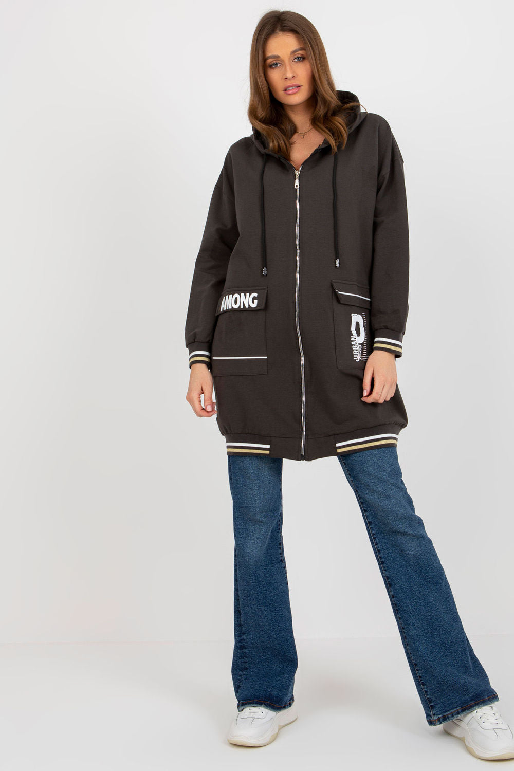 Relevance Dark Khaki Hooded Long Sleeve Sweatshirt