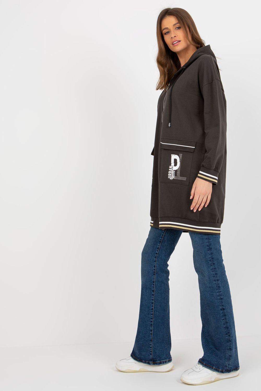 Relevance Dark Khaki Hooded Long Sleeve Sweatshirt - view 2
