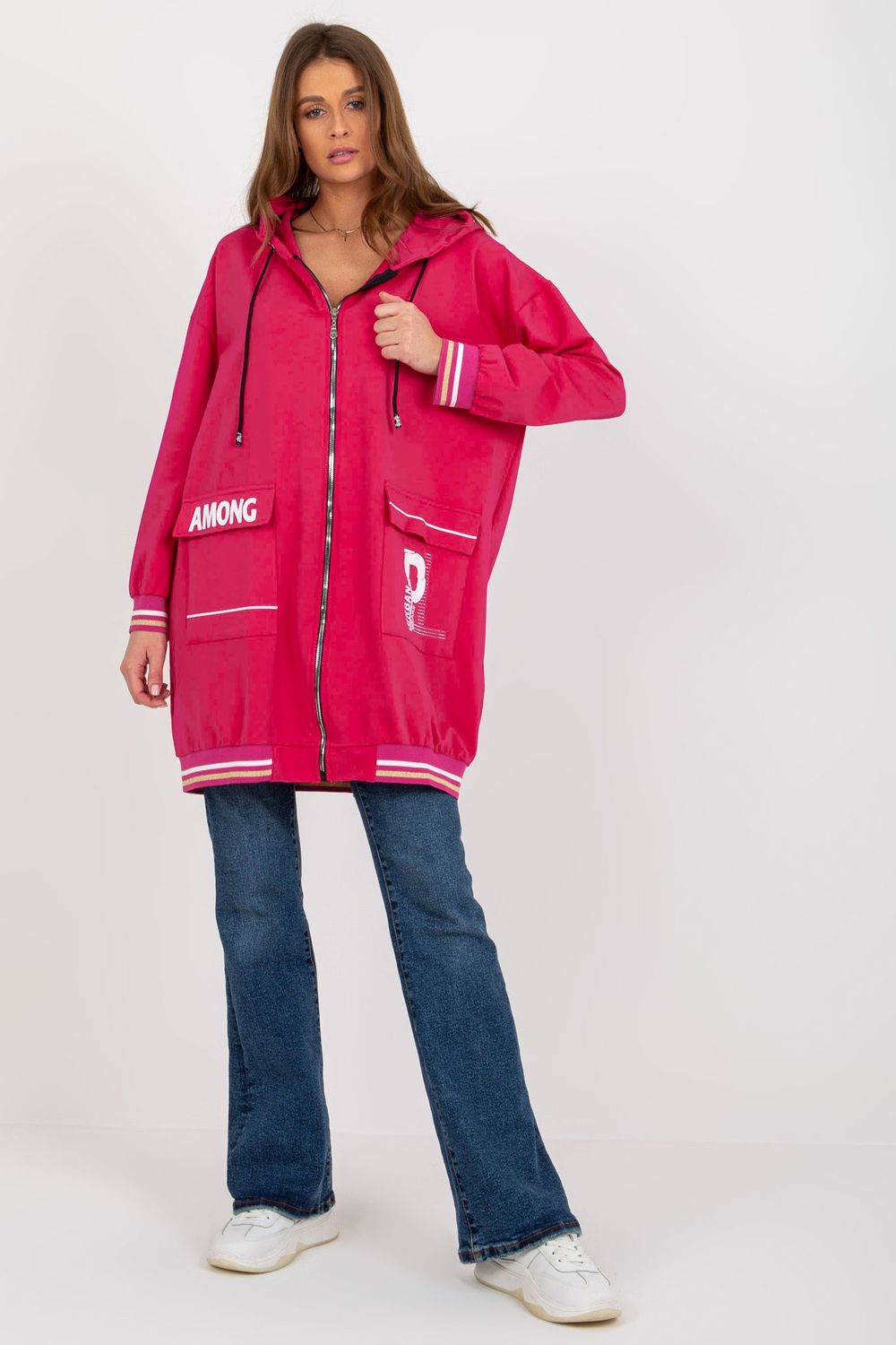 Relevance Fuchsia Hooded Long Sleeve Sweatshirt with Pockets