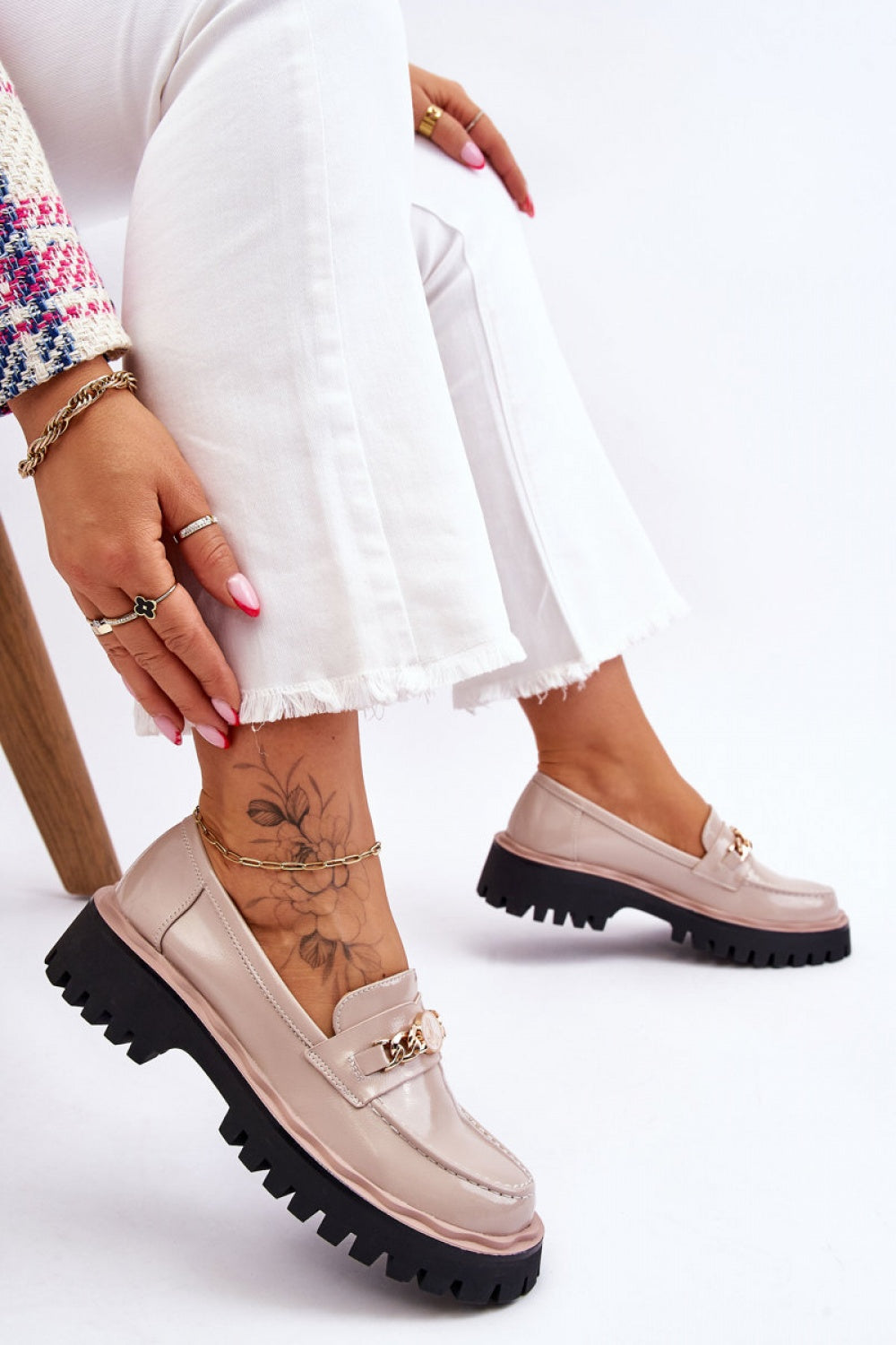 Step In Style Ronin Beige Faux Leather Platform Moccasins - view 2