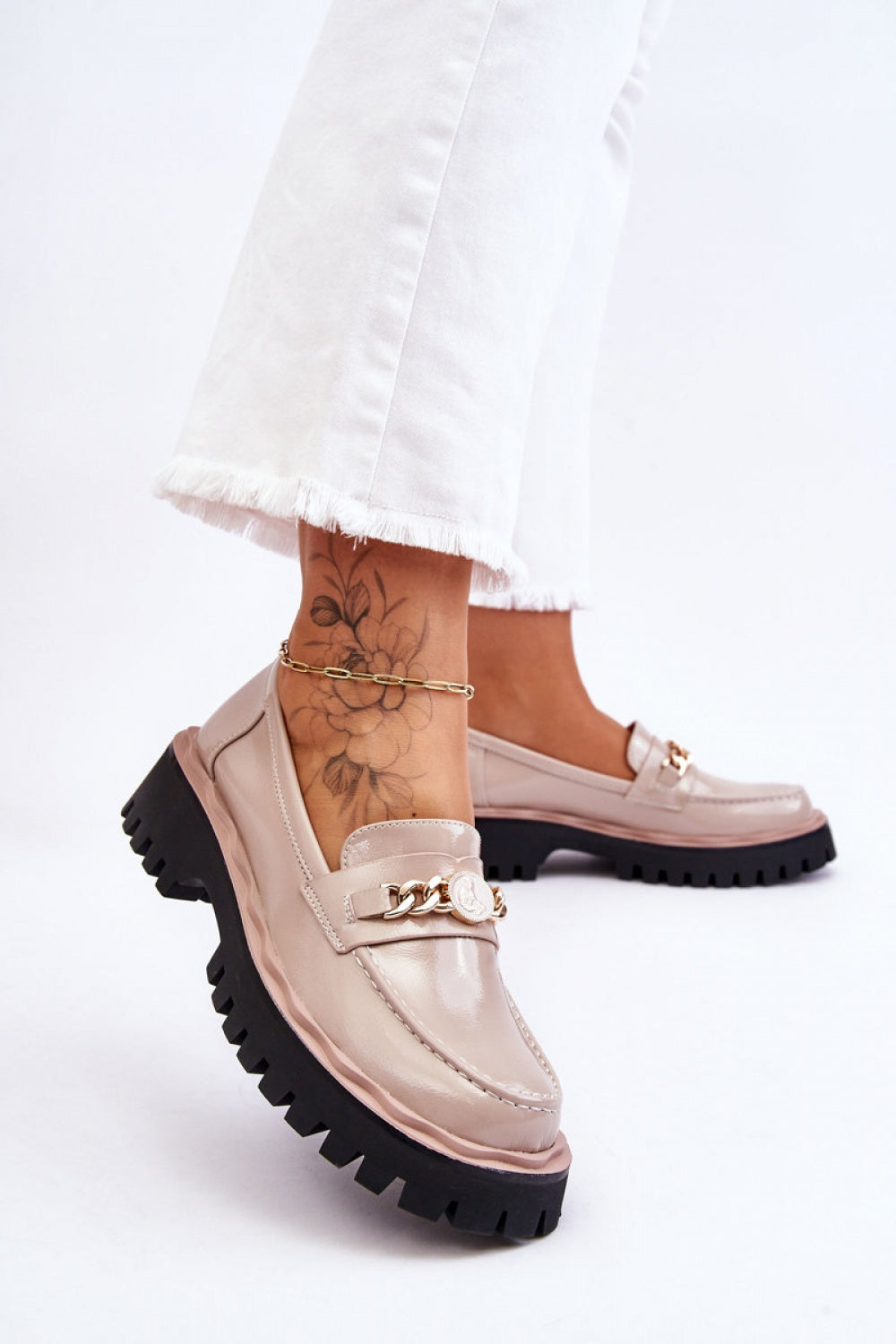 Step In Style Ronin Beige Faux Leather Platform Moccasins - view 3