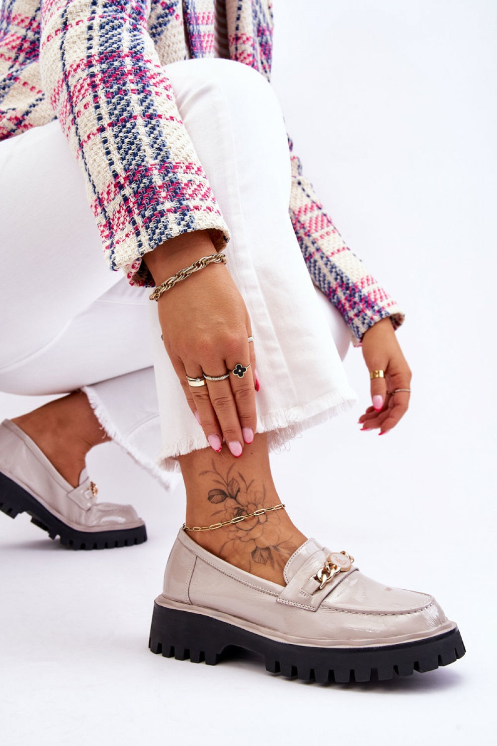 Step In Style Ronin Light Grey Faux Leather Platform Moccasins - view 2