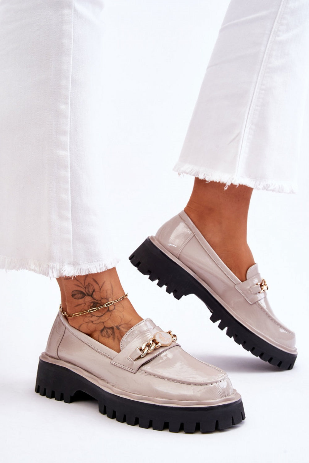Step In Style Ronin Light Grey Faux Leather Platform Moccasins - view 3