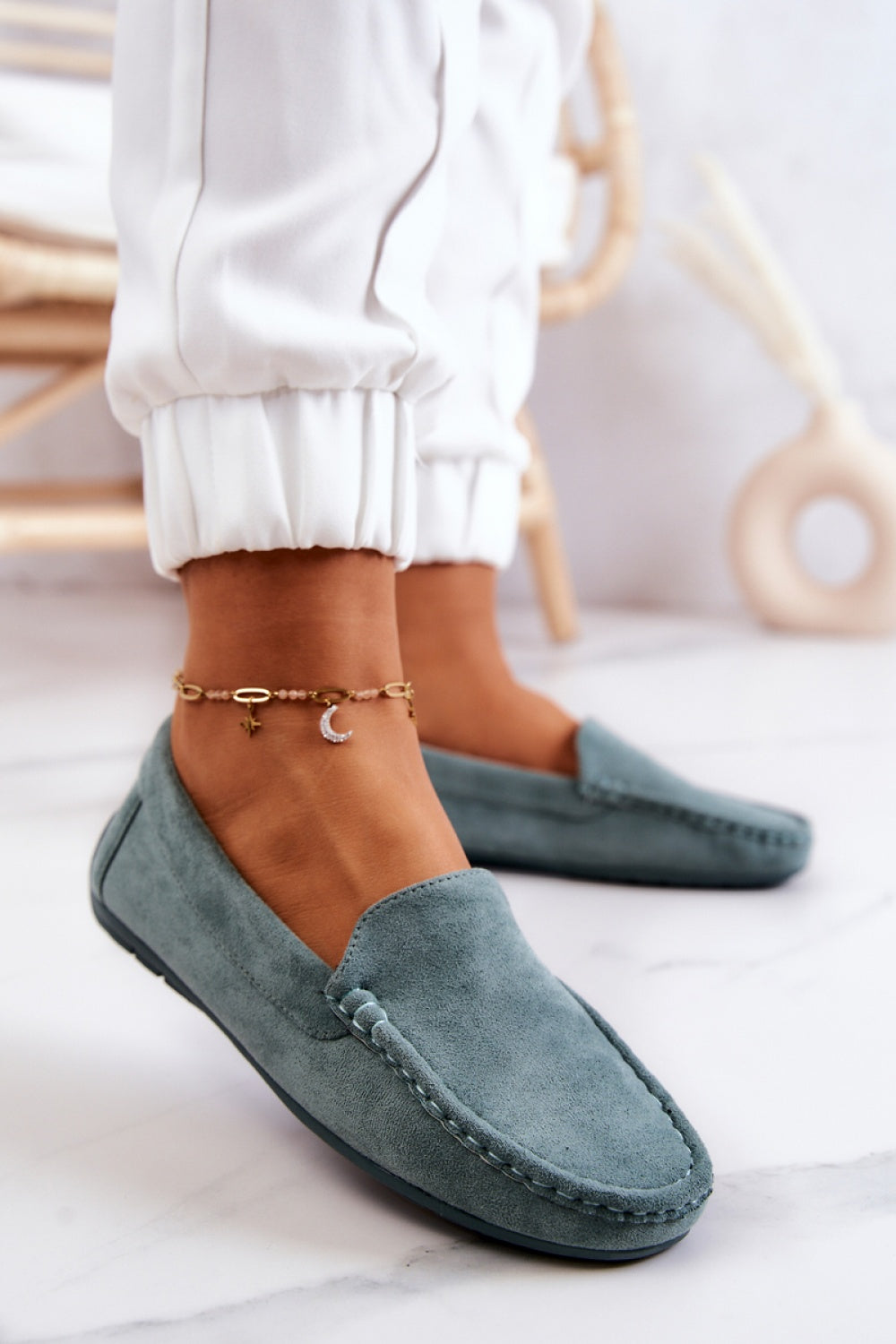 Step In Style Morreno Mint Leather Flat Moccasins - view 2