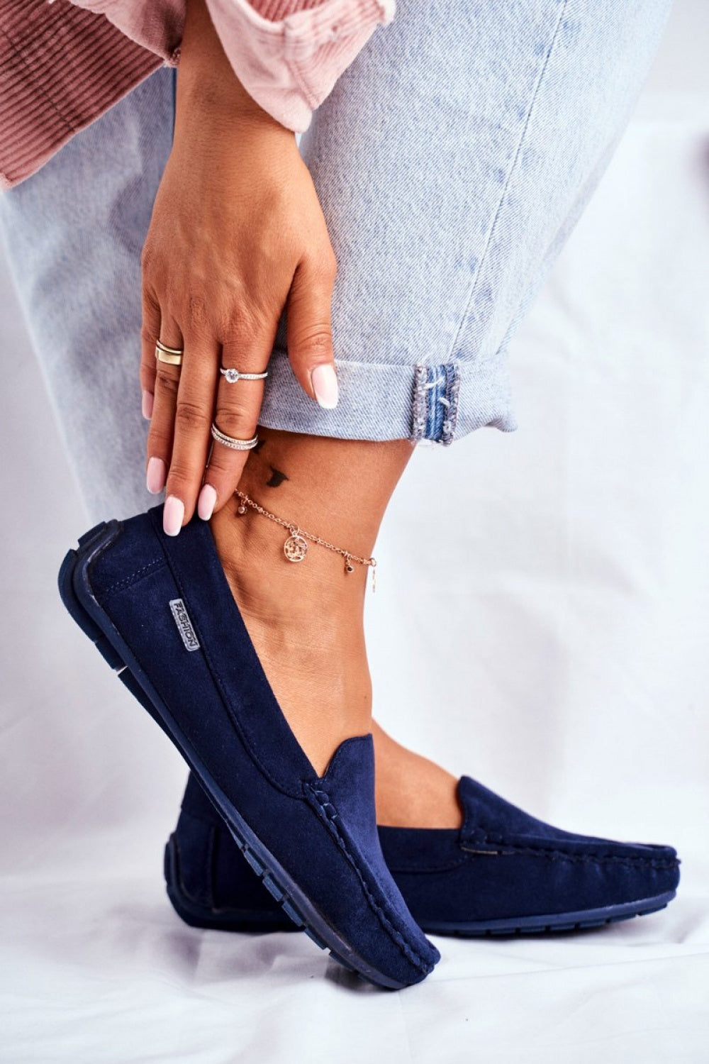 Step In Style Morreno Navy Leather Flat Moccasins - view 2