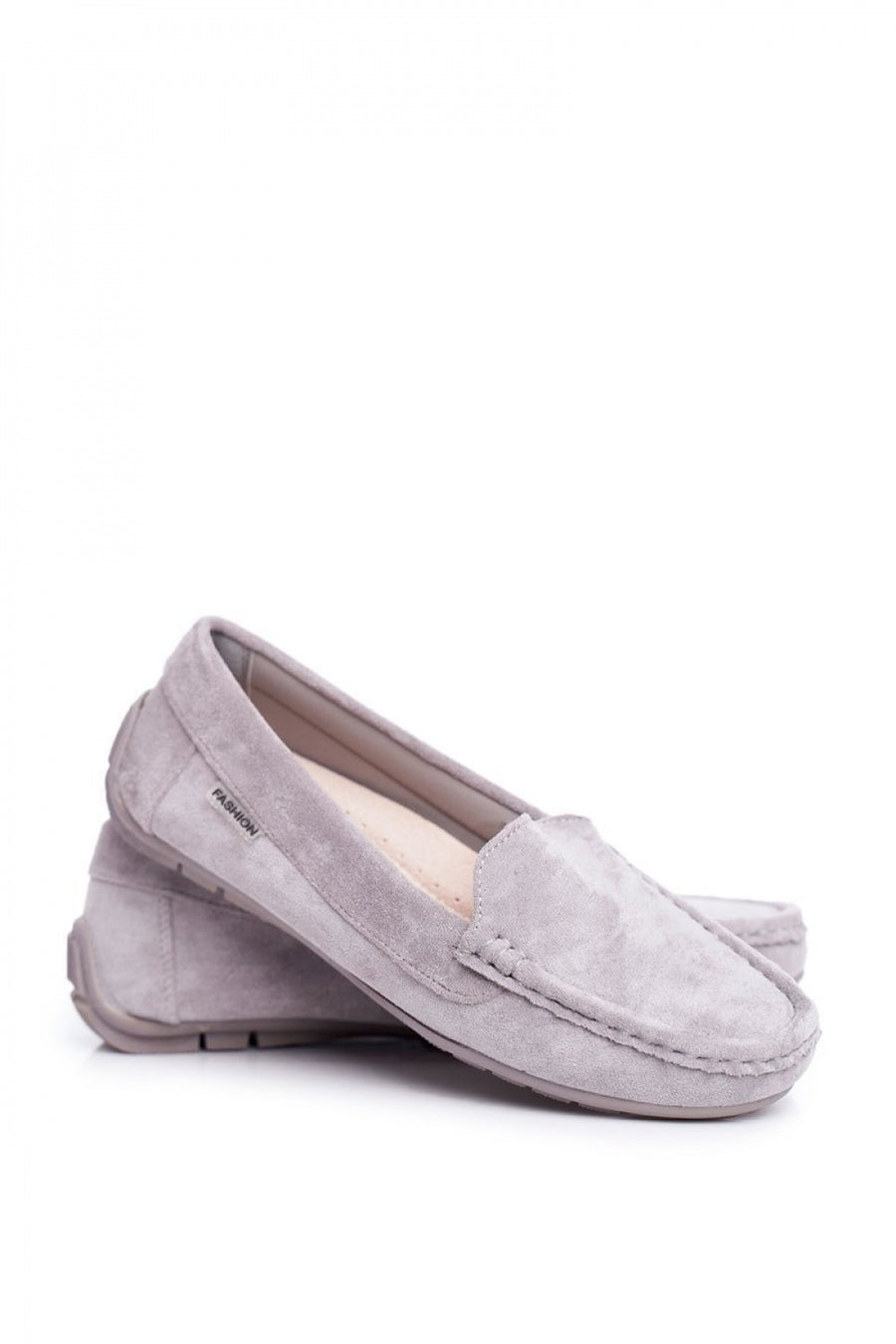 Step In Style Morreno Grey Leather Flat Moccasins