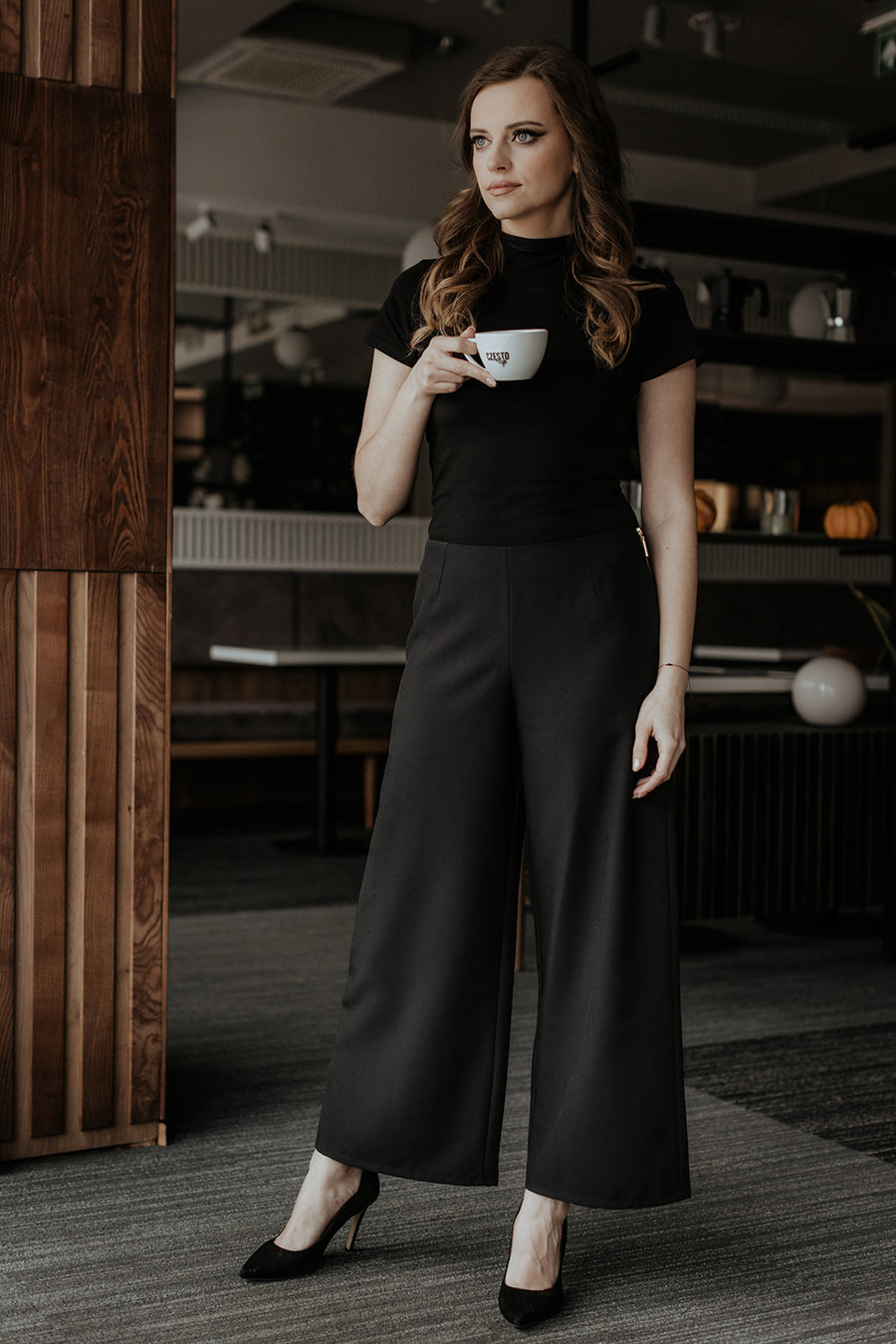 Tessita Black Wide Leg Trousers