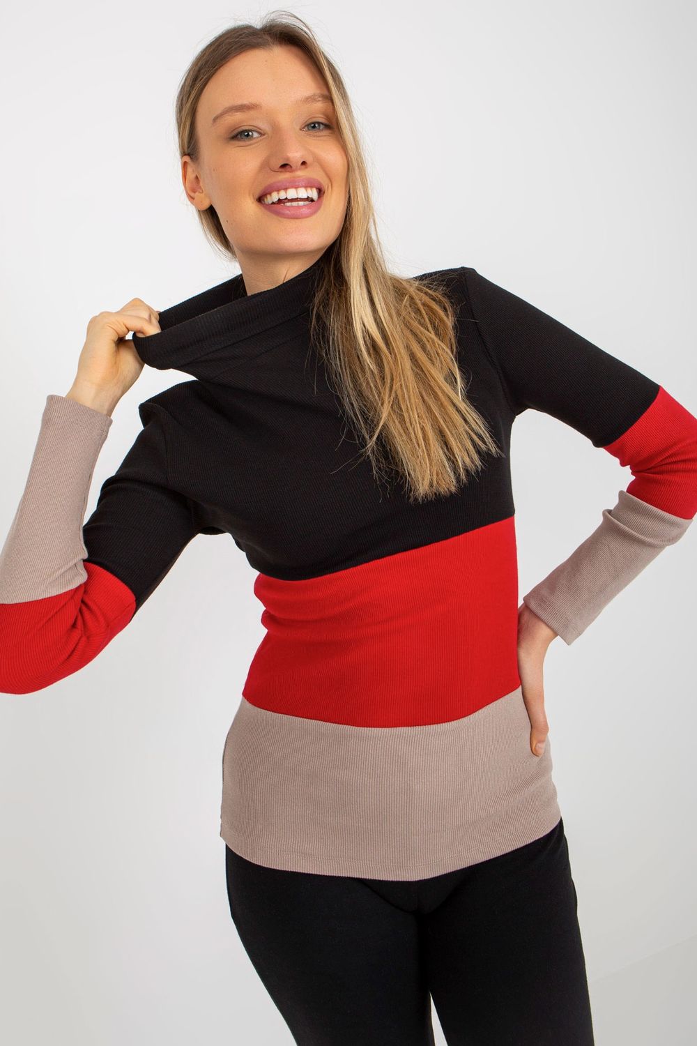Relevance Beige Long Sleeve Roll Neck Jumper - view 2