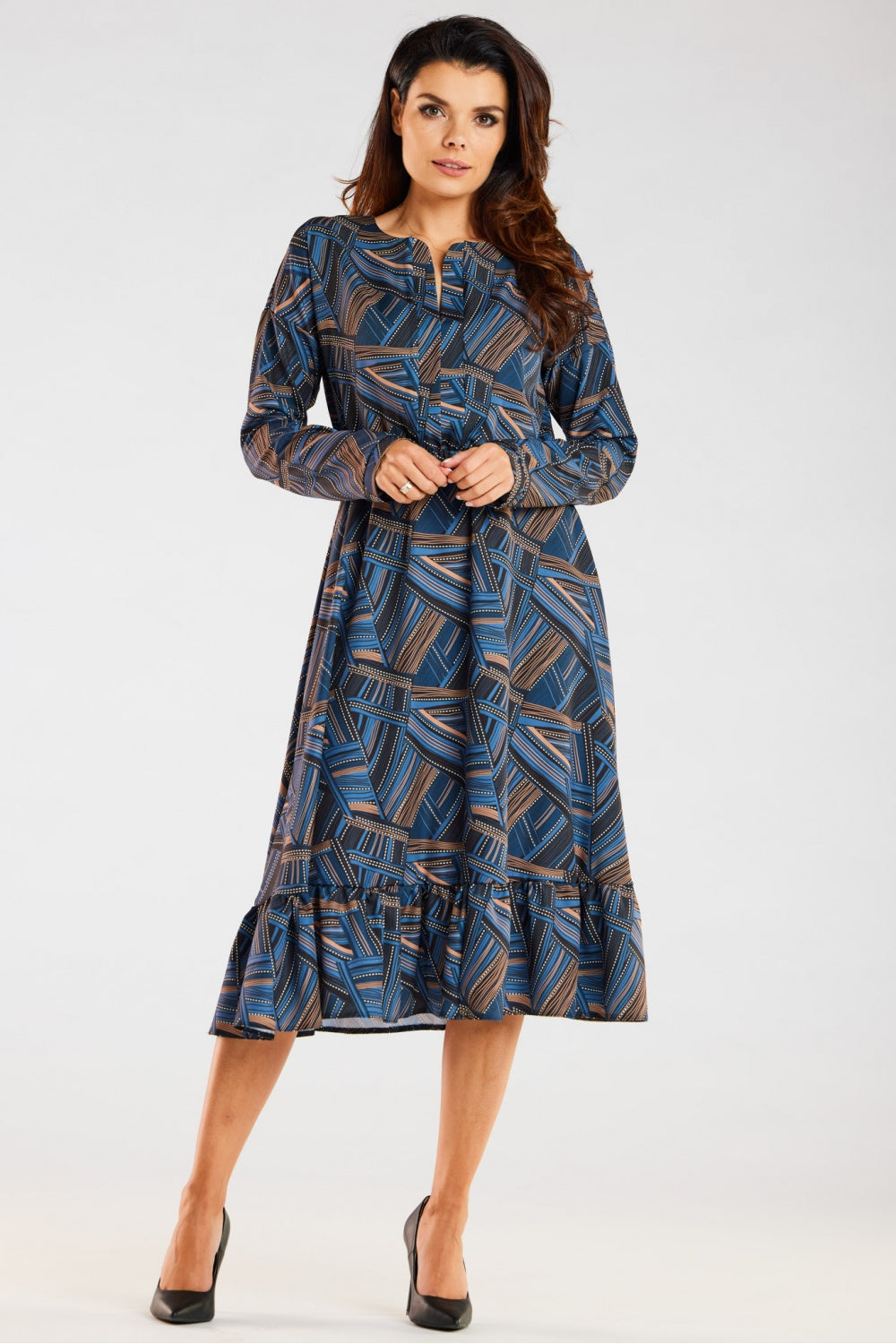 Awama Patterned Midi Flared Dress - view 2