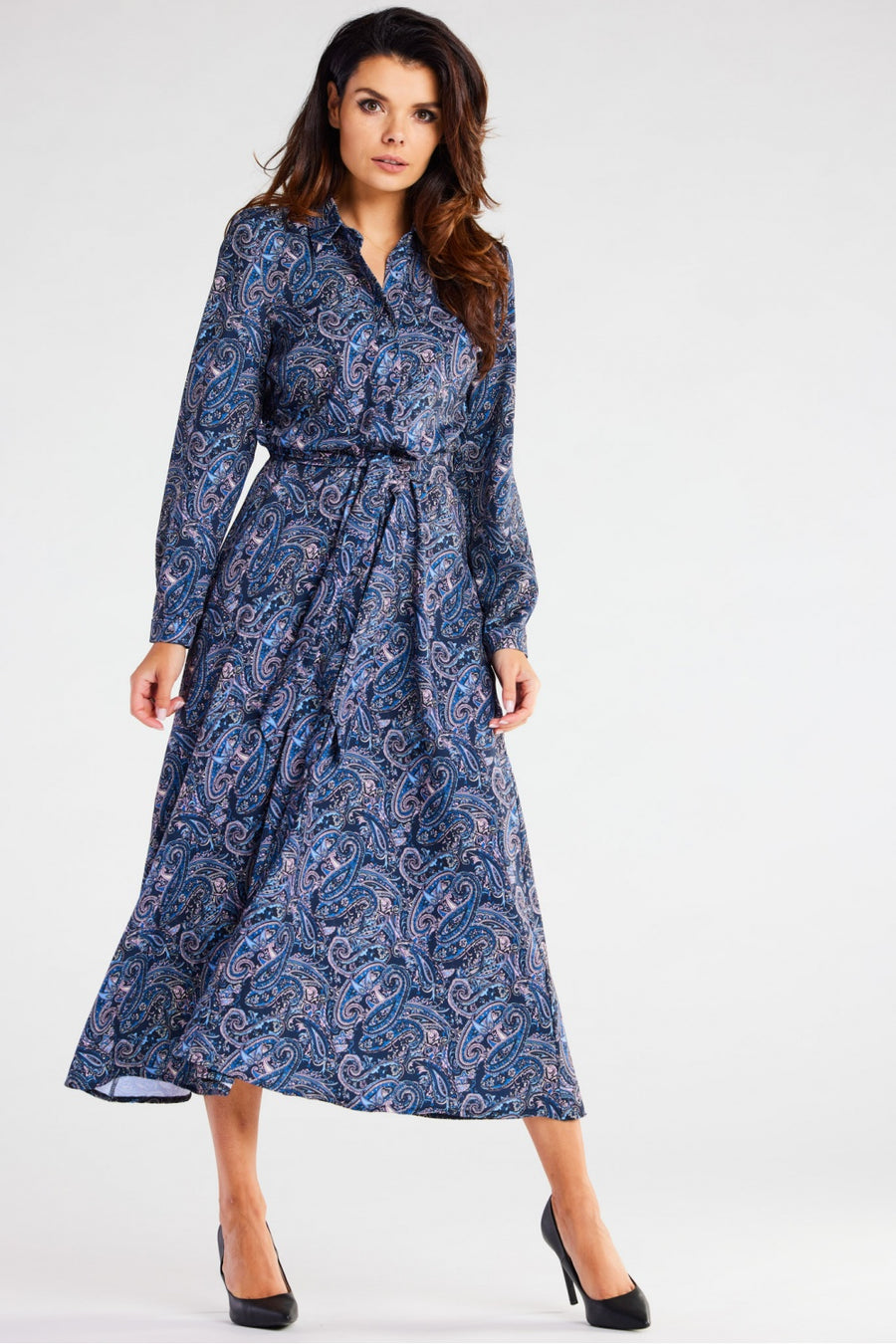 Awama Patterned Maxi Flared Dress
