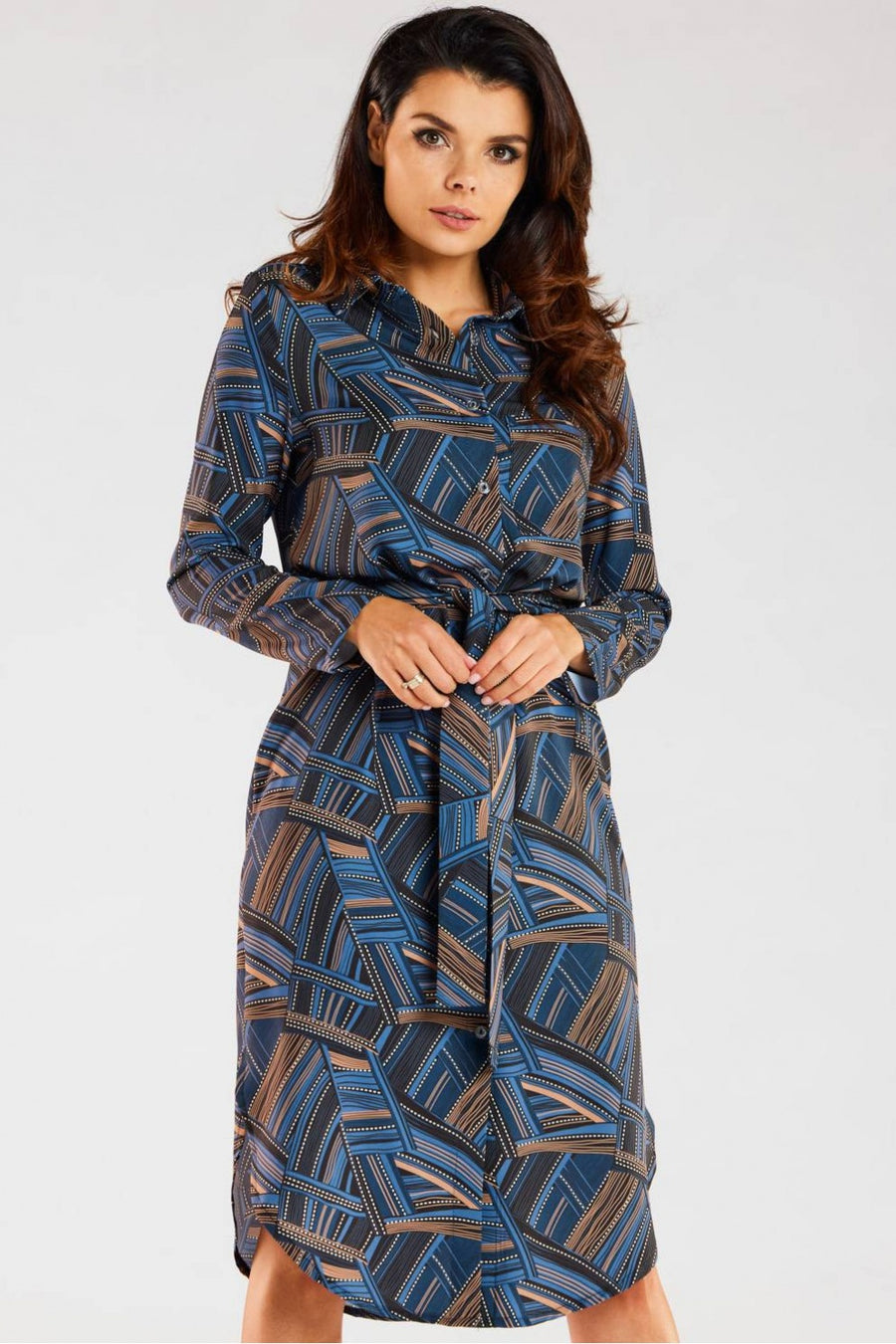 Awama Patterned Long Sleeve Dress