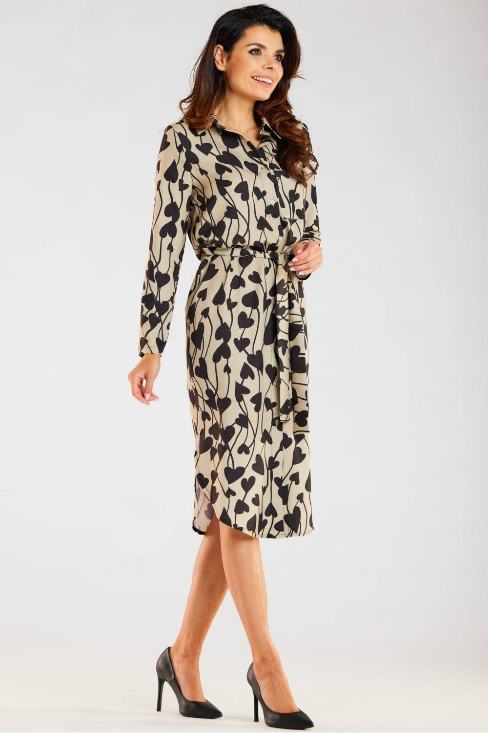 Awama Heart Print Long Sleeve Dress - view 3