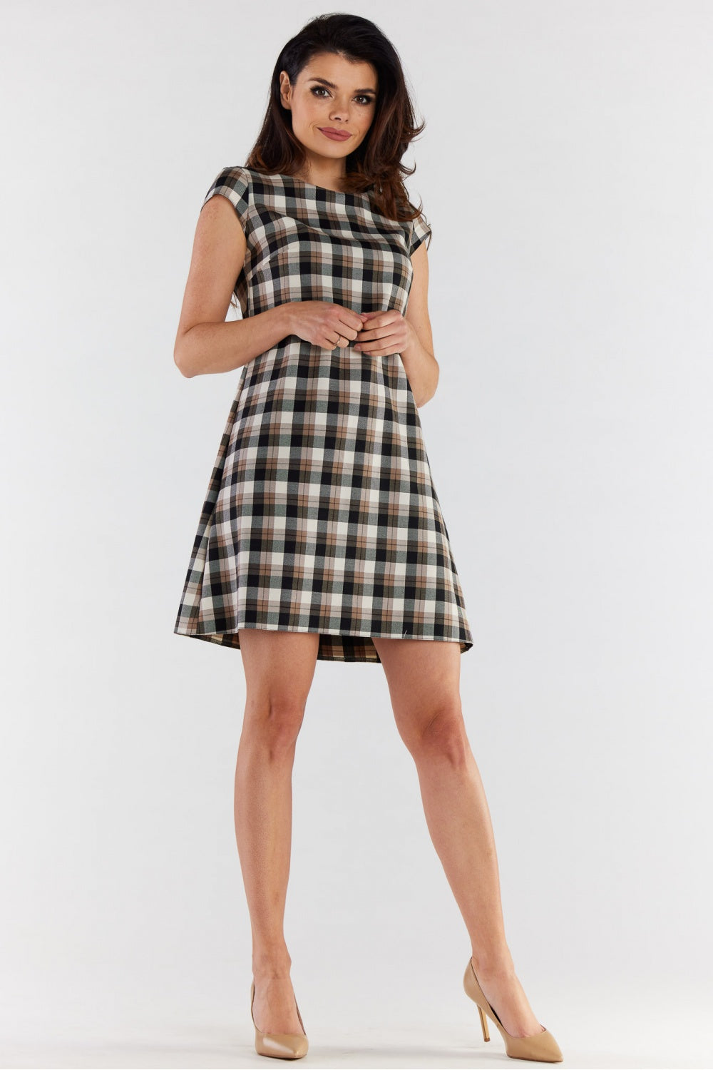 Awama Beige Mini Short Sleeve Dress - view 2