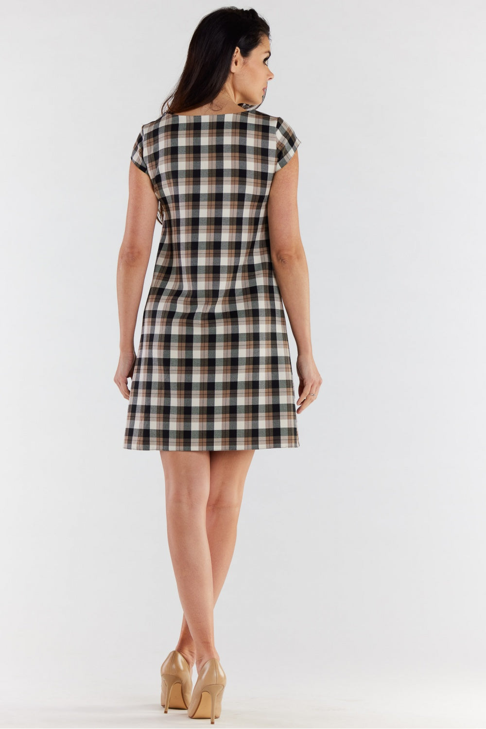 Awama Beige Mini Short Sleeve Dress - view 3